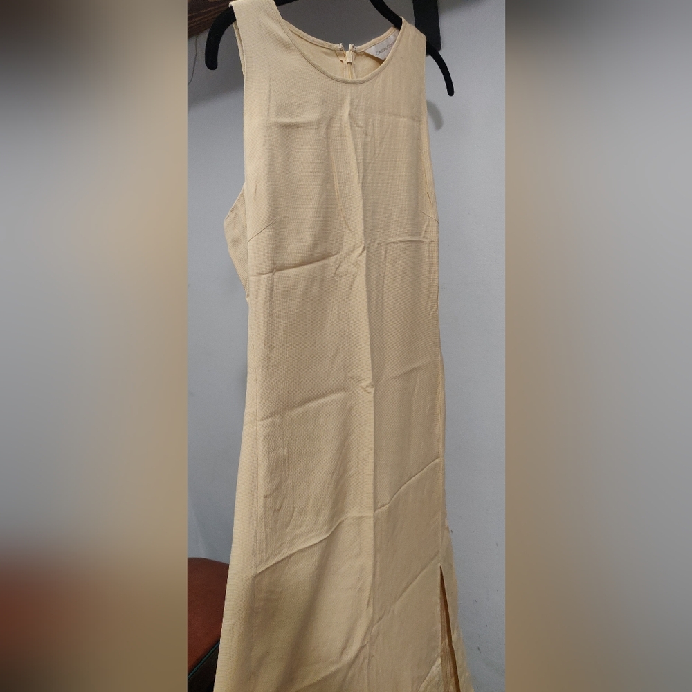 Casual Corner Light Yellow Silk Maxi Dress - Picture 9 of 13